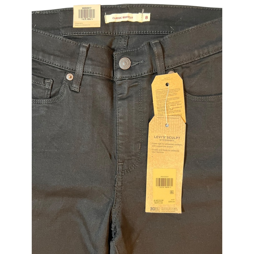 Levi's Classic Bootcut Jeans Women's 8 W29 L32 Black Hypersoft Stretch NWT - Picture 4 of 10